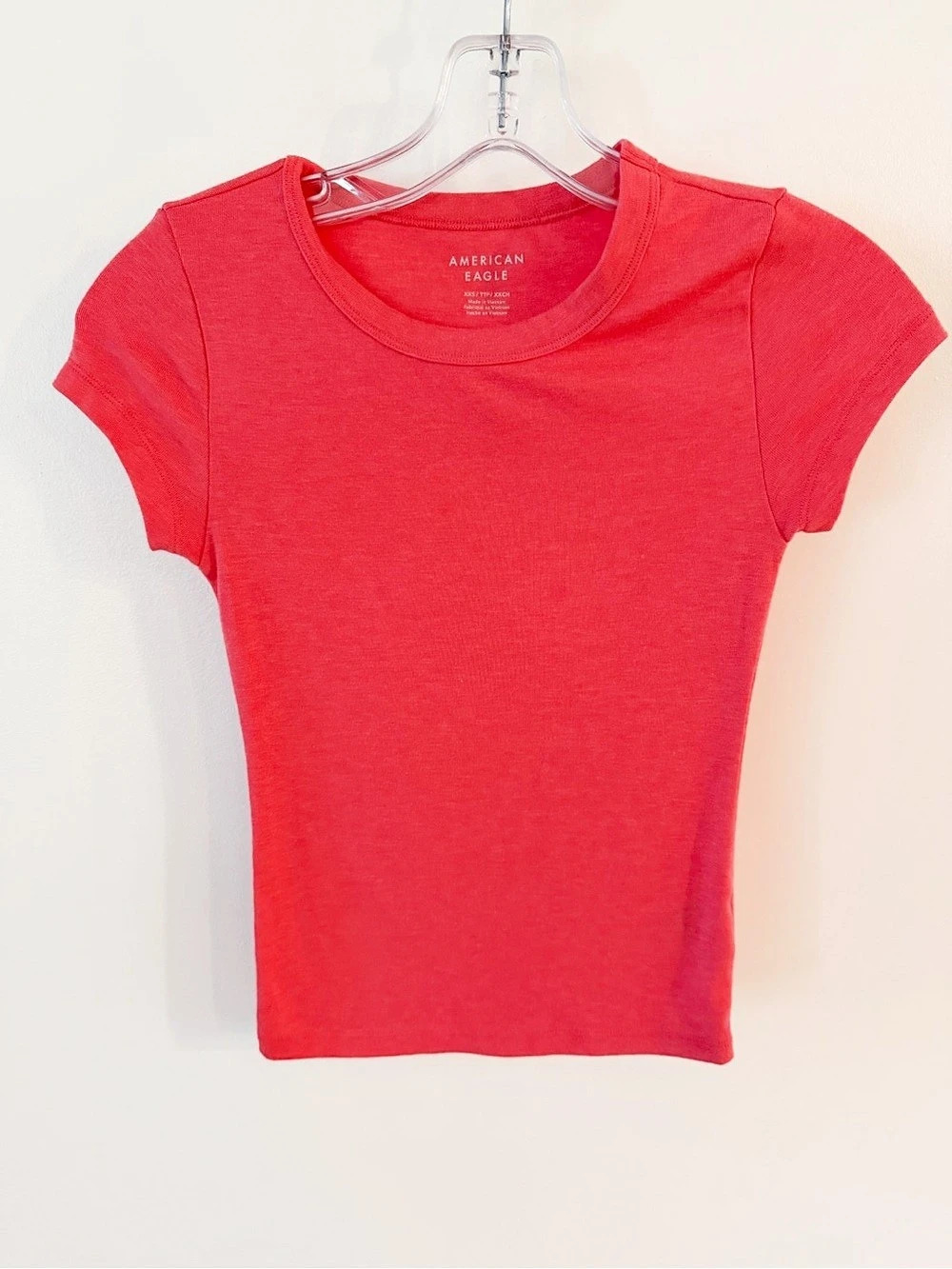 American Eagle Red Pink Short Sleeve Oh baby Tee Size XXS Like New
